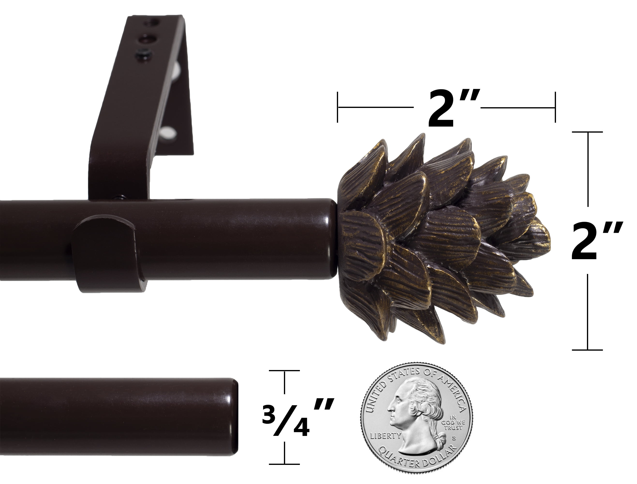 Pinecone Wood Finial for 2 Curtain Rod~Pair