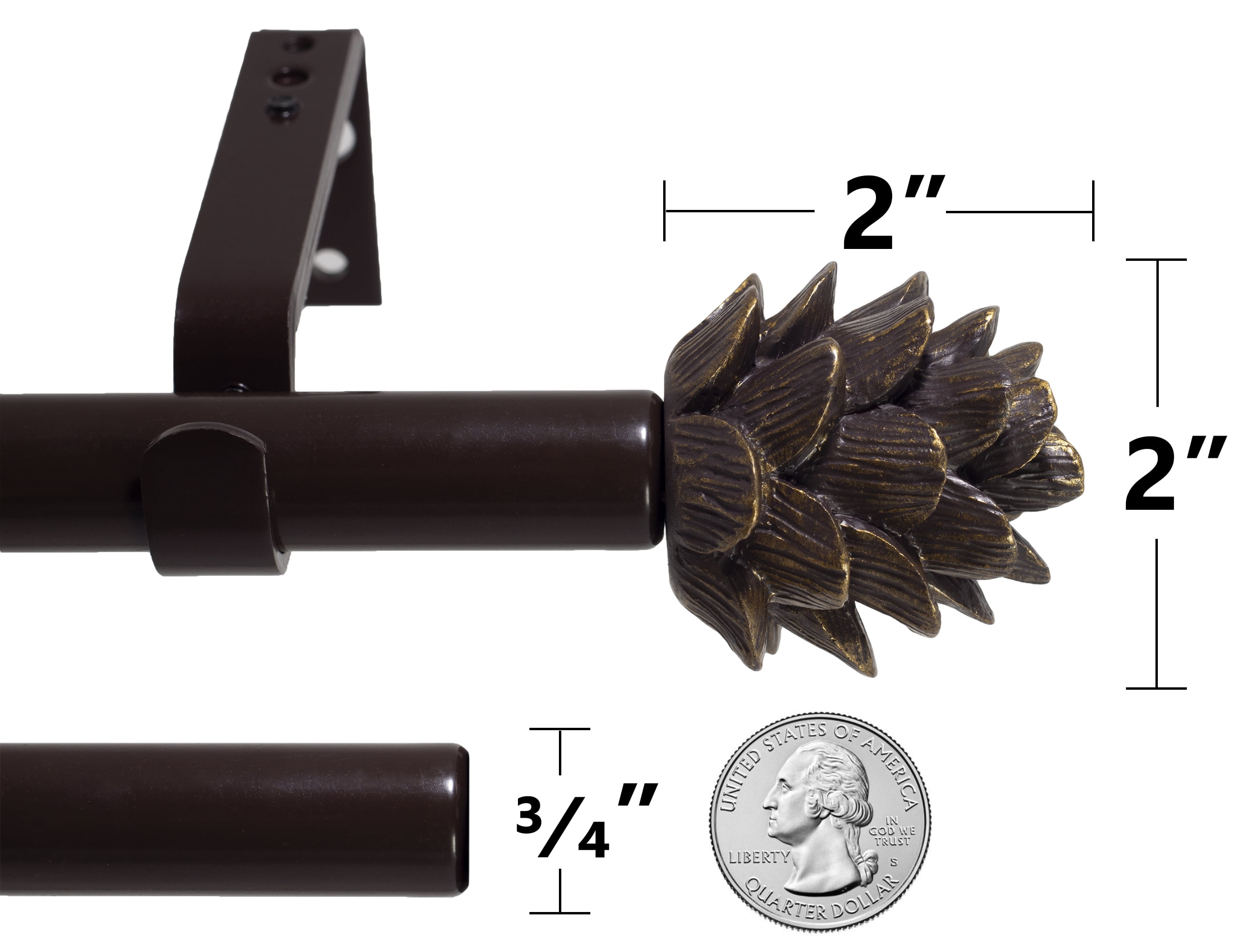 Urbanest Pinecone 3/4" Farmhouse Telescoping Curtain Rod – Adjustable Metal Window Curtain Rod with Decorative Finials, Heavy-Duty & Extendable Drapery Rod, 48"-84", Oil-ribbed Bronze (ORB)