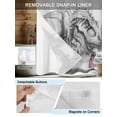thumbnail image 3 of No Hook Cloth Fabric Shower Curtain with Snap in Liner, Dinosaurs Girl Waterproof Shower Curtains Set with See Through Top Window, Gray Funny Cartoon Animals Forest Bath Curtains Shower 72"x78", 3 of 6