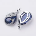 thumbnail image 2 of Collar con colgante de lágrima de lazuli y pavo real, con cierre de latón y adorno de platino., 2 of 2