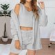 thumbnail image 2 of Conjunto de pijama de 3 piezas para mujer: abrigo con capucha de franela, chaleco y pantalones cortos, ropa de dormir suave y cálida, tallas S-XXXL, ropa de estar por casa para invierno, 2 of 4