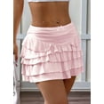 thumbnail image 2 of Flowy Skirts for Women Ruffle Bow-Knot Skorts Mini Skirts High Waisted Teen Gilrs Tennis Skort Summer Skirts Pink XL, 2 of 6
