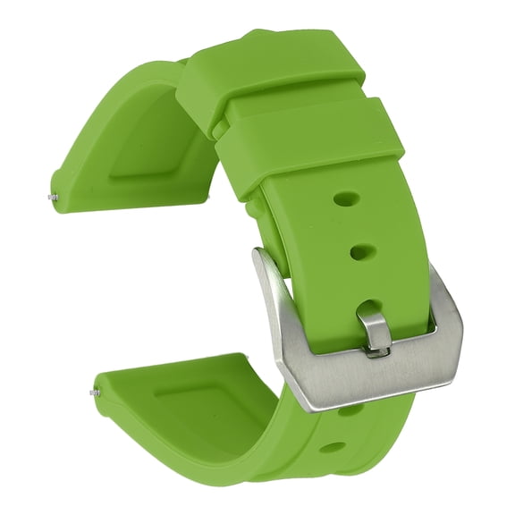 Uxcell Silicone Watch Bands 24mm Width Waterproof Quick Release Rubber Watch Bands with Silver Buckle for Men Women, Light Green
