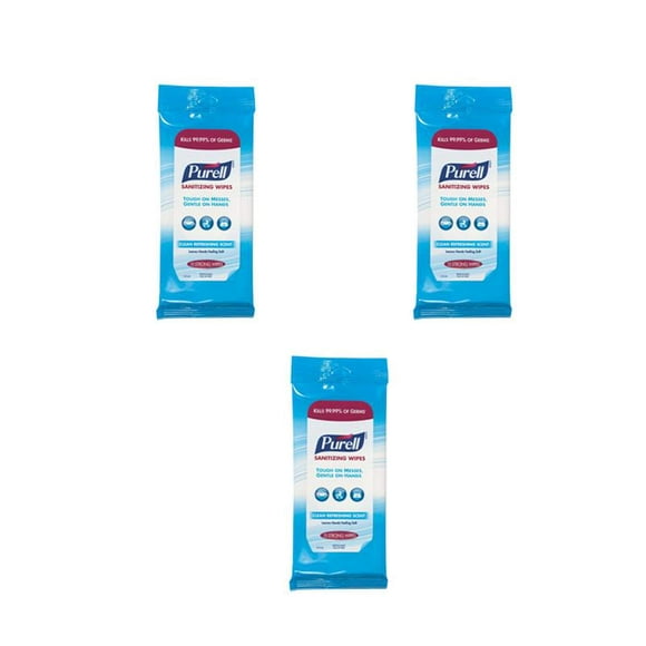 Purell Sanitizing Wipes 15 Count Pack (Pack of 3)