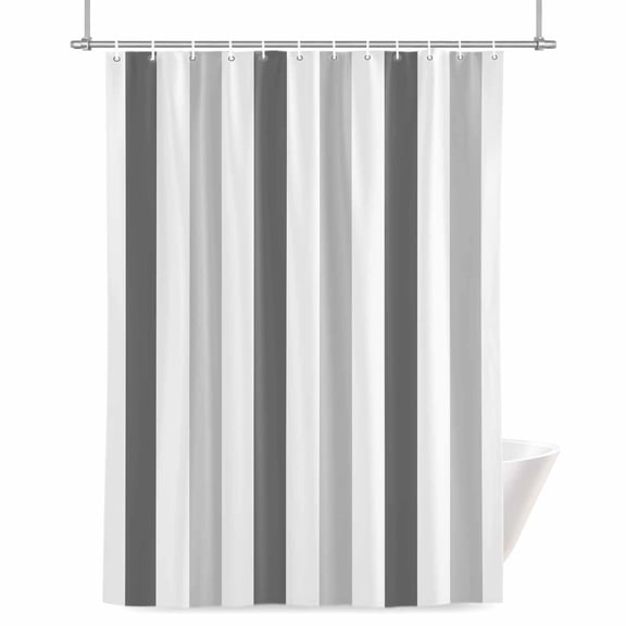 Grey Stripe Bathroom Shower Curtain, Classic Modern Waterproof Washable Soft Bath Curtain for Bathtub Decor with 12 Hooks&Grommet, 36x78in
