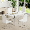 thumbnail image 3 of NYEESS 5-Piece 55" White Dining Table Set with 4 Chairs, High Gloss MDF Top, Modern Style for Dining Room or Kitchen, 3 of 9