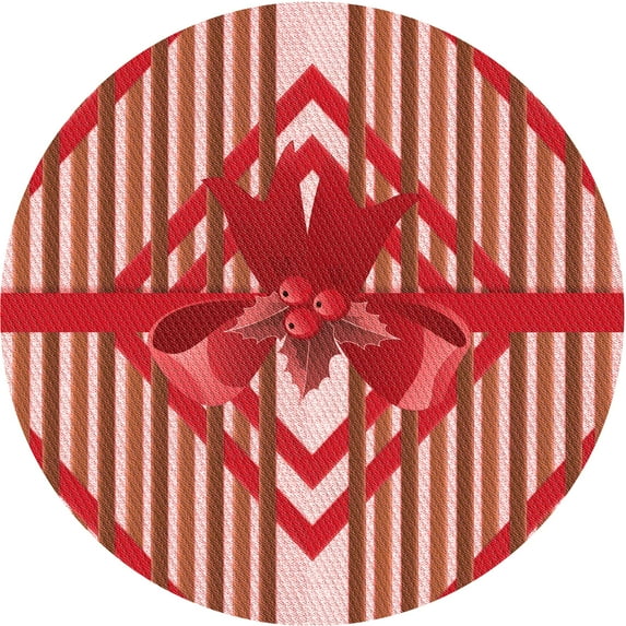 Ahgly Company Machine Washable Indoor Round Transitional Red Area Rugs, 6' Round