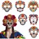 thumbnail image 1 of 6pcs Day of the Dead Masks Paper Candy Skull Masks Full Face Masks with Elastic String Halloween Party Supplies, 1 of 5