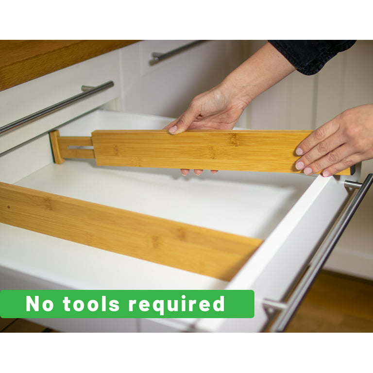 4-piece Bamboo Drawer Divider, Adjustable Drawer Organizer, Spring-loaded  Kitchen Utensil Drawer Organizer