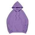 thumbnail image 4 of EchfiProm Long Sweatshirts Women Purple Pullover Hooded Long Sleeve Solid Color Pocket Casual Hoodie, 4 of 5