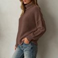 thumbnail image 4 of XUNKUSGA Womens Turtleneck Sweater Classic Solid Color Chunky Knit Pullover Sweaters Loose Casual Long Sleeve Fall Winter Tops Soft Warm Cozy Sweaters for Women Daily Wear,Size M, 4 of 6