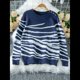 thumbnail image 4 of Suéter Informal de Cuello Redondo y Larga para Mujer, Otoño e Invierno, con Rayas en Contraste y Botones en los Hombros Azul Marino XL, 4 of 6