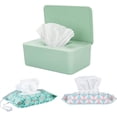 thumbnail image 1 of Distributeur de Lingettes avec 2 Pcs Support de Lingettes Portable Rechargeable, Grande Boîte Porte-Lingettes Réutilisable Étui de Lingettes Jetable Contenant de Lingettes pour Salle de Bain pour Animal de Compagnie Garderie Cuisine Bureau Comptoir (Vert), 1 of 7