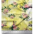 thumbnail image 1 of Soimoi Yellow Poly Georgette Fabric Leaves & Begonia Floral Decor Fabric Printed Yard 52 Inch Wide, 1 of 3