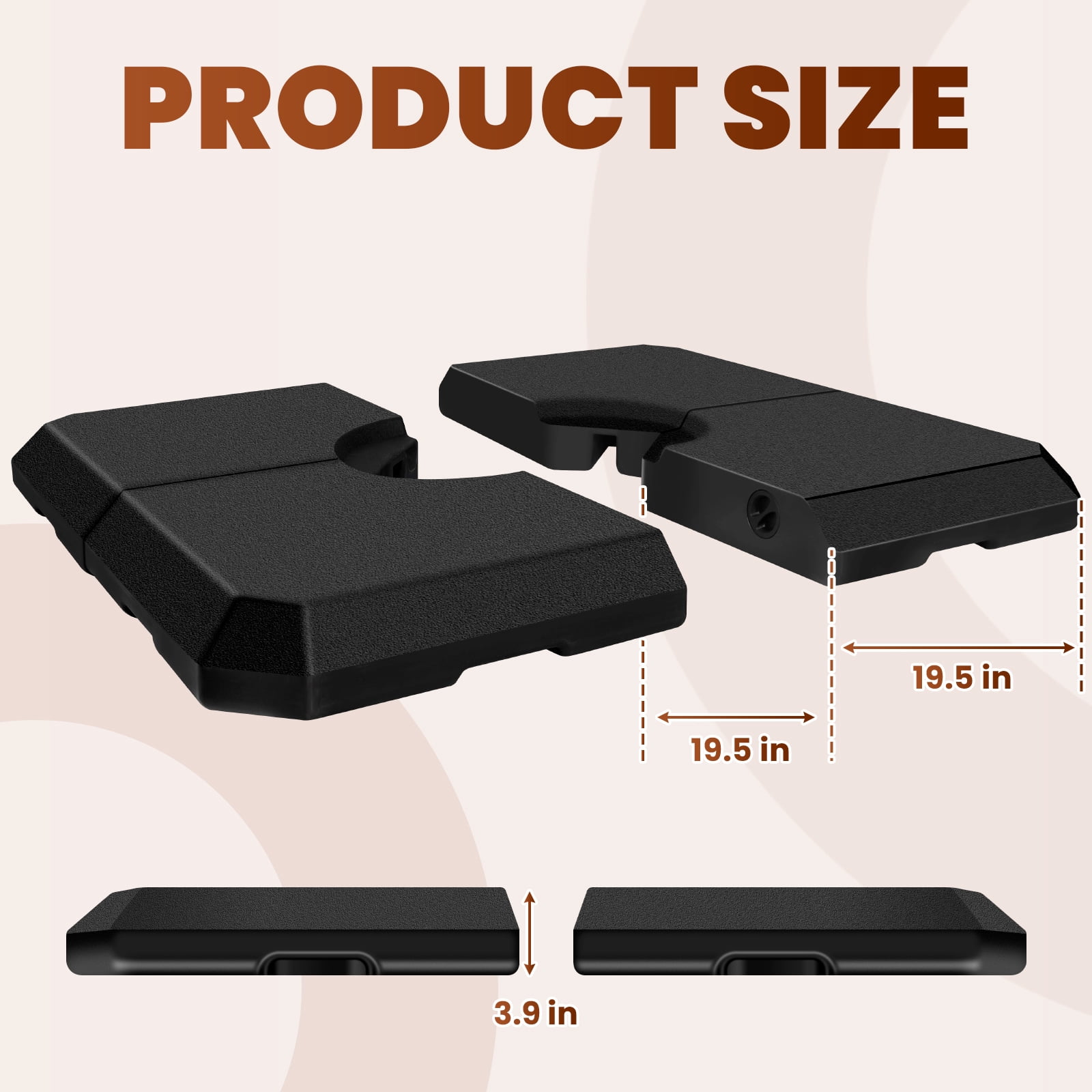 356 lbs Heavy Duty Umbrella Base for Offset Hanging Umbrella & Cantilever Umbrella, with Water or Sand Filled, Square Weighted Plate Set for Decks, Gardens or Swimming Pools, Black