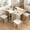 Beige, variant on furlinkhm Folding Dining Table Set for 4, Dinner Table with 4 Leather Chairs and Shelves, Space Saving Foldable Dining Table with 6 Wheels, Kitchen Table for Small Spaces (Beige＆Red)