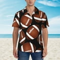 thumbnail image 4 of Balery Brown Football On Black Print Men's Hawaiian Shirts Short Sleeve Beach Shirt Relaxed Fit Vacation Button Down Shirts-3X-Large, 4 of 9