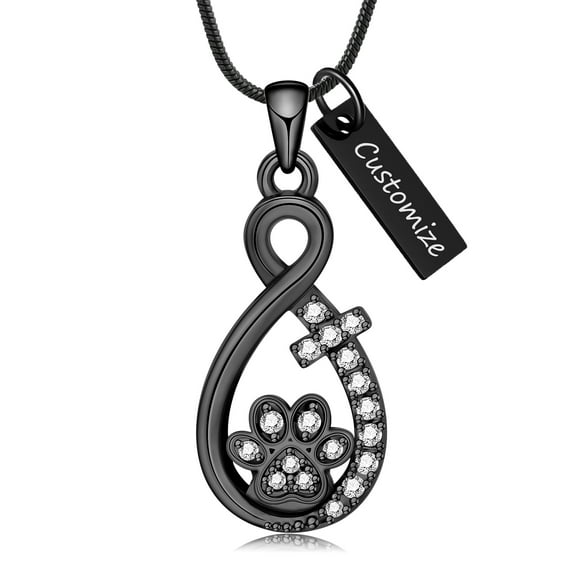 Infinity Urn Necklace for Human / Pet Ashes Cremation Urn Necklace with Paw Print Pet  Memorial Ash Jewelry for Dog / Cat