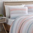 thumbnail image 6 of Beatrice Home Fashions, Coralinn Stripe 3PC Quilt Set, Full/Queen, Blush/Blue, 6 of 6