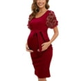 thumbnail image 3 of GXFC Women Maternity Summer Dress Casual Short Sleeve Wrap Midi Dress Casual Bodycon Dress for Pregnancy, 3 of 7