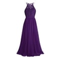 thumbnail image 4 of Raenseen Kids Flower Girl Halter Lace Chiffon Dress Juniors Bridesmaid Wedding Formal Dress Party Deep Purple 16, 4 of 9