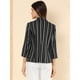 thumbnail image 5 of Blazer De Solapa Con Muescas Y Mangas 3/4 A Rayas Para Mujer Negro oscuro XL, 5 of 6