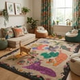 thumbnail image 3 of Kokia 8x10 Aesthetic Neutral Animal Print Area Rug with Lion, Tiger and Cheetah, Machine Washable Soft Boho Rug for Living Room, Bedroom, Play Room, Office, Black, 3 of 7