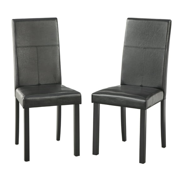 Simple Living Bettega Indoor Contemporary Parsons Dining Side Chair, Set of 2, Black Faux Leather