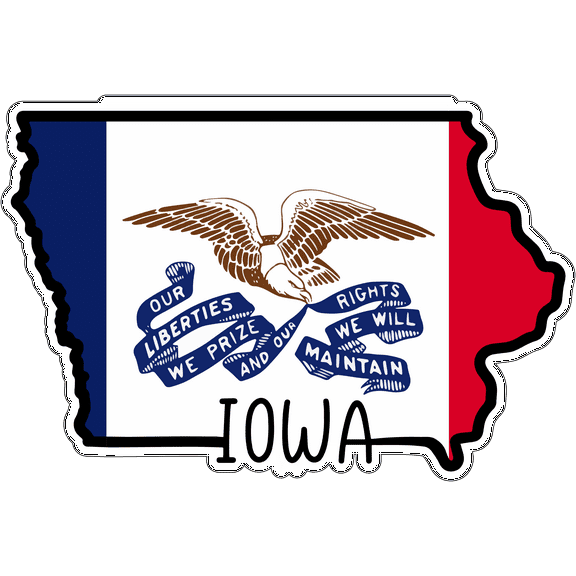 State of Iowa Map Flag Sticker Decal 4 Inches USA Iowa State Des Moines The Hawkeye State - 4 inch