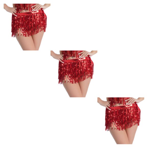 Sonducket de danza del vientre de lentejuelas brillantes faldas de baile de entrenamiento de puesta en escena traje de gasa lavable Type1 NO1