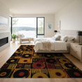 thumbnail image 3 of ODIKA 9'x12' Washable Area Rug Record Vinyl Retro Music Disc Featuring Turntable Player Dj Cassette for Master Suite, California King, Under Bed, Non-Shedding, Easy Care, 3 of 7