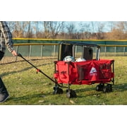 Ozark Trail Hazel Creek Extra Large Wagon with Extended Handle, Red, Outdoor, Camping, Height 50.5 inches