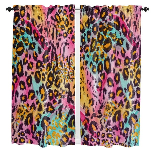 Colorful Leopard Print Curtains For Living Room Bedroom Window Treatment Home Decoration Drapes Kitchen Curtain