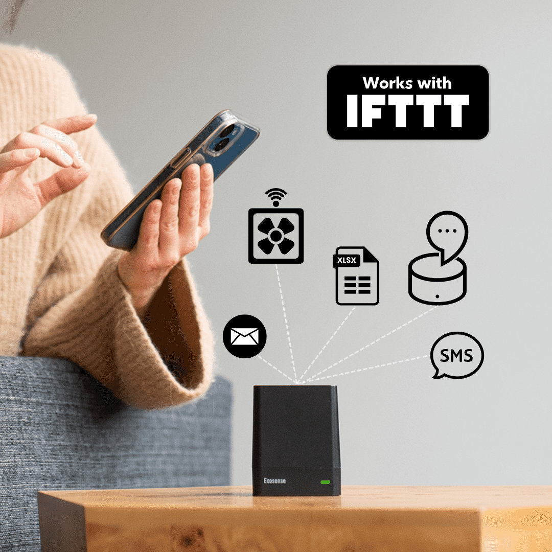 Ecosense EcoQube Digital Radon Gas Detector, Accurate Monitoring with Trend Charts and Remote Data Access, Now Works with IFTTT