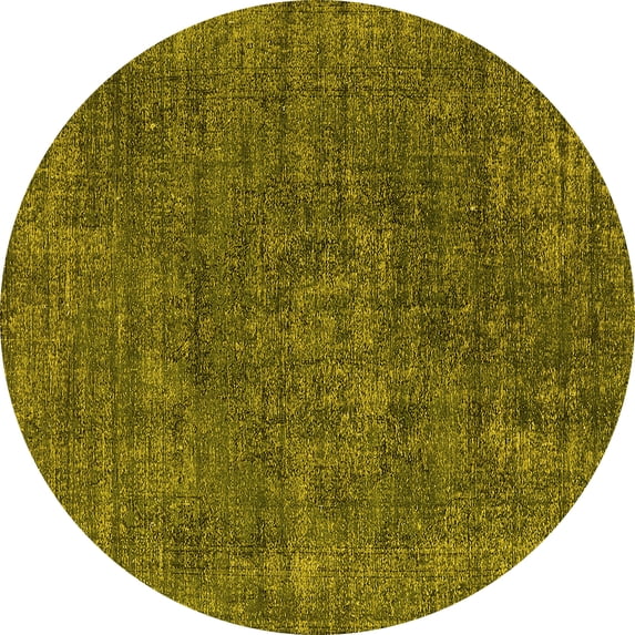 Ahgly Company Indoor Round Oriental Yellow Industrial Area Rugs, 8' Round