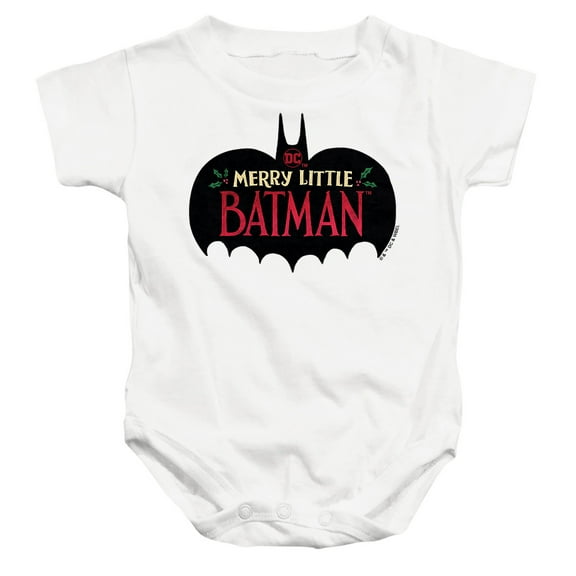 Merry Little Batman Logo Unisex Infant Snap Suit for Baby, White, Medium