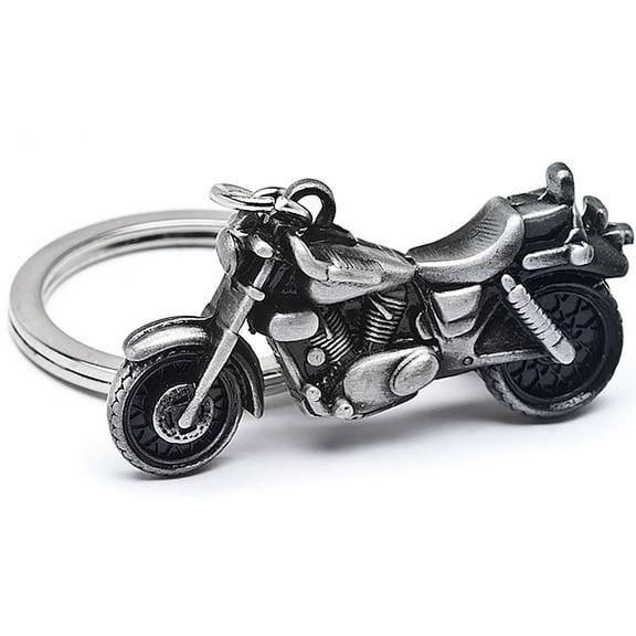 Krator New 3D Motorcycle Cruiser Bike Keychain Key Ring Chain Motor Keyring Gray Metal