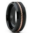 thumbnail image 5 of Metal Masters Mens Black Tungsten Carbide Wedding Band Ring Rose Goldtone Steel Cable Inlay 11.5, 5 of 7