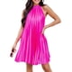 thumbnail image 3 of Vestido Corto Plisado Mini vestido Halter para mujer, sin espalda, estilo Sexy, holgado, sin mangas, ropa de fiesta Cgtredaw Rosa Roja Xl para Mujer, 3 of 7