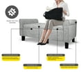 thumbnail image 2 of Fionafurn Contemporary Ottoman Storage Bench with Rolled Arms, LightGray Flax Fabric, 2 of 8