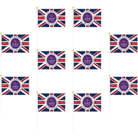 10Pcs 2022 Queen Platinum Jubilee Union Jack Flags Mini UK Hand Waving ...