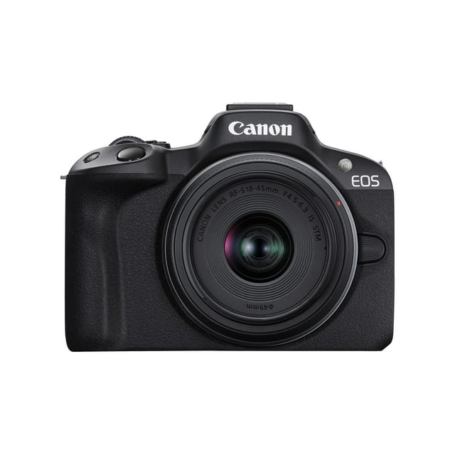Canon EOS R50 Mirrorless Vlogging Camera (Black) w/RF-S18-45mm F4.5-6.3 is STM Lens, International Model