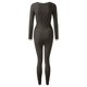 thumbnail image 4 of Gibobby Ropa interior sexy Traje de dos piezas de Color sólido para mujer, ropa interior térmica, conjunto de Top y pantalones elásticos, ropa de dormir cálida y（Café，Talla única), 4 of 5