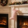thumbnail image 5 of Large Dog Bone Pattern Fleece Christmas Stocking, Cute Cozy Soft Holiday Decorative Gift Sock, Christmas Hanging Stocking for Fireplace Mantel, Xmas Home Decoration Pet Ornament, Pink, 5 of 7