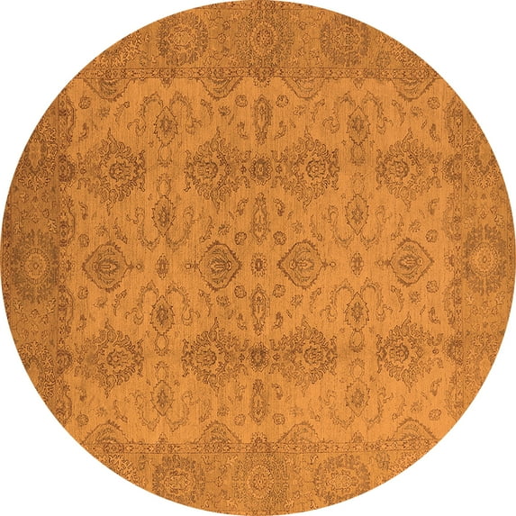 Ahgly Company Indoor Round Oriental Orange Traditional Area Rugs, 8' Round