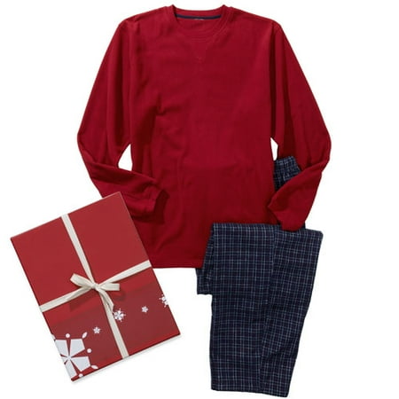 Big Men's Crew Fleece and Plaid Pants Gift Box Set