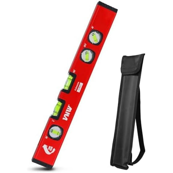 16-Inch Torpedo Level - 5 High-visibility Bubbles 2°/22.5°/45°/90°/180°,Level Tool with Rubber Endcaps and Aluminium Body, Flat View Viewing Window for Home Outdoor Measurements