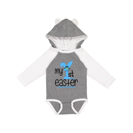 

Inktastic My 1st Easter with Bunny in Blue Gift Baby Boy or Baby Girl Long Sleeve Bodysuit