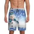 thumbnail image 2 of Picia Christmas Snowman In The Snow Pajama Shorts for Men, Men's Pajama Bottoms, Sleepwear,Short Pajama Pants-XX-Large, 2 of 9