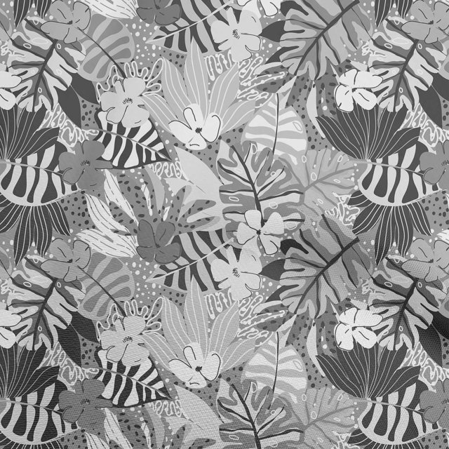 oneOone Tissu Viscose Georgette Gris Floral Tropical Projets de Couture Tissu Imprimé au Mètre 42 Pouces de Large